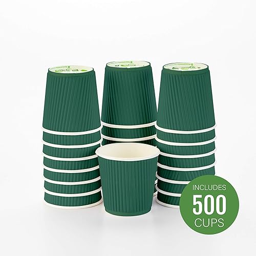 Vista 38 de Vasos de café de papel aislado de pared corrugada, 8 oz, Anaranjado
