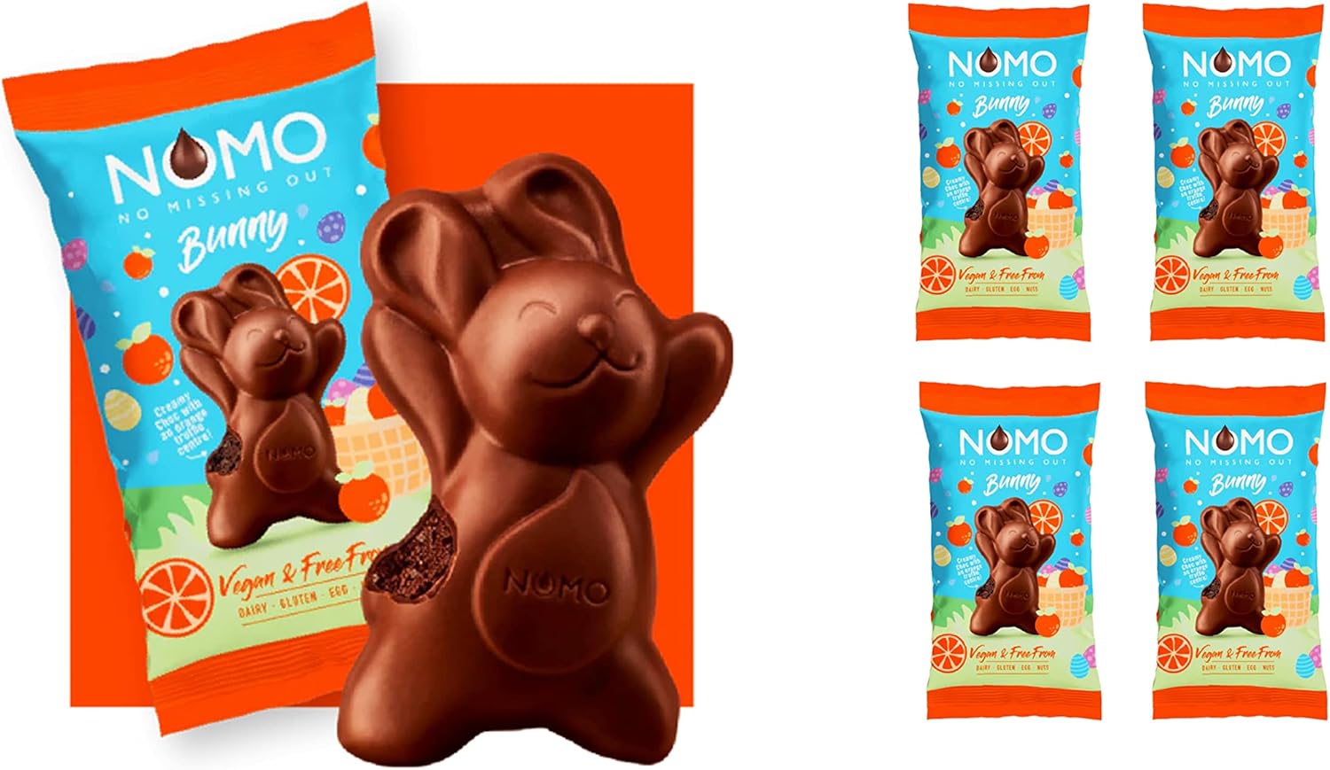 Vegan Chocolate Orange Easter Bunny by NOMO Dairy Free Gluten Free Egg Free Nuts Free