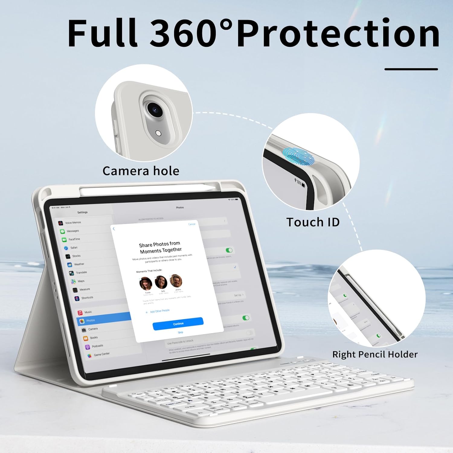 for iPad 11th 10th Generation Case with Keyboard - 7 Colors Backlit Detachable Wireless Folio Keyboard Cover with Pencil Holder for iPad 11 inch A16 2025 10th Gen 10.9 Inch 2022, Gray