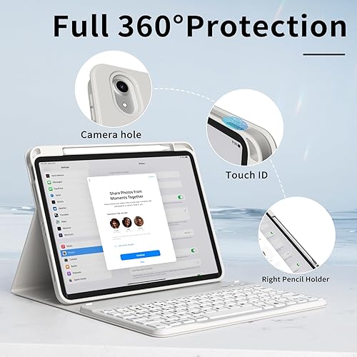 Miniatura 5 de Funda para iPad de 11ª y 10ª generación con teclado, 7 colores retroiluminados, desmontable, con soporte para lápiz, para iPad de 11 pulgadas, A16