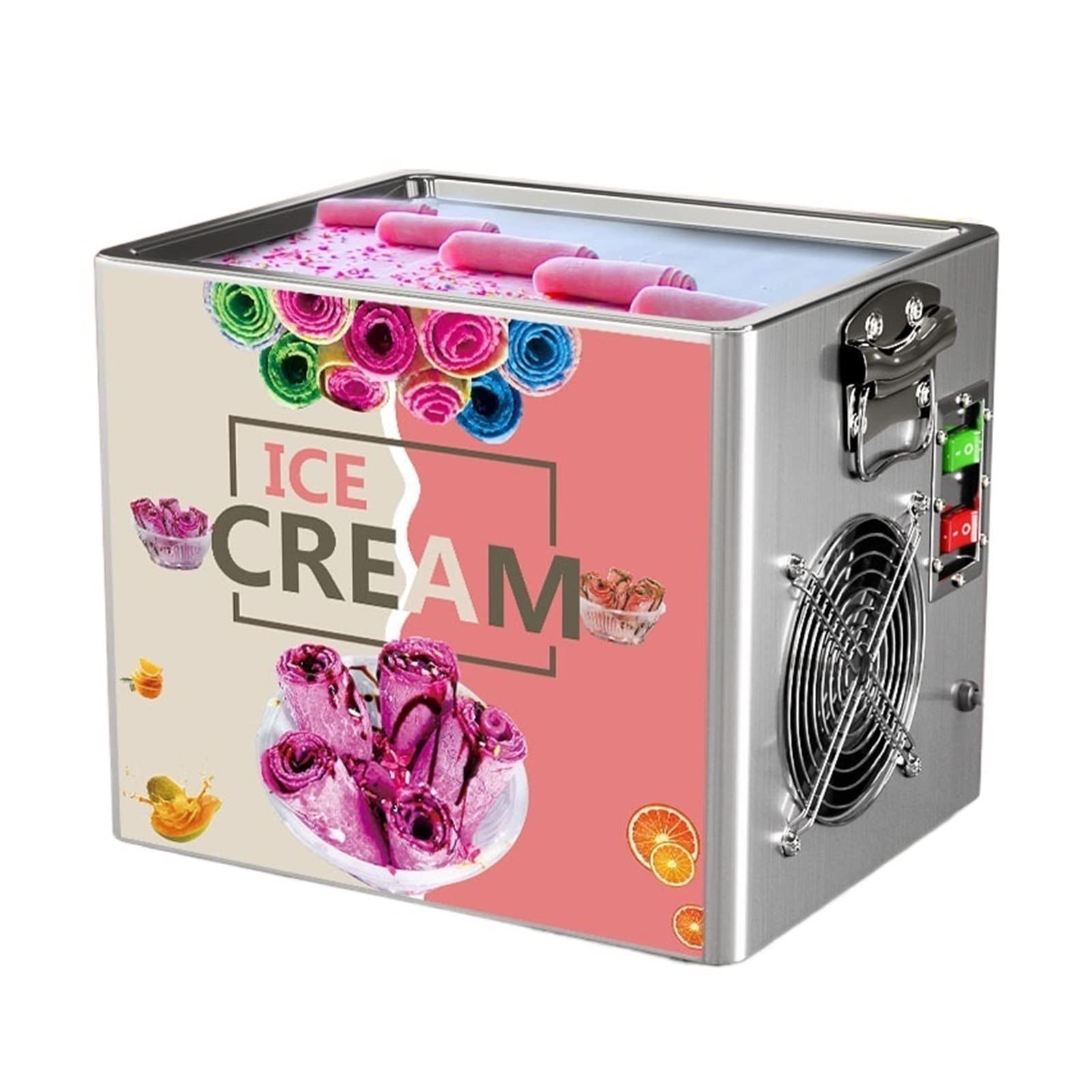 330W Electric Fried Ie Cream Roll Machine Uso comercial y uso doméstico Sartén de hielo frito de acero inoxidable