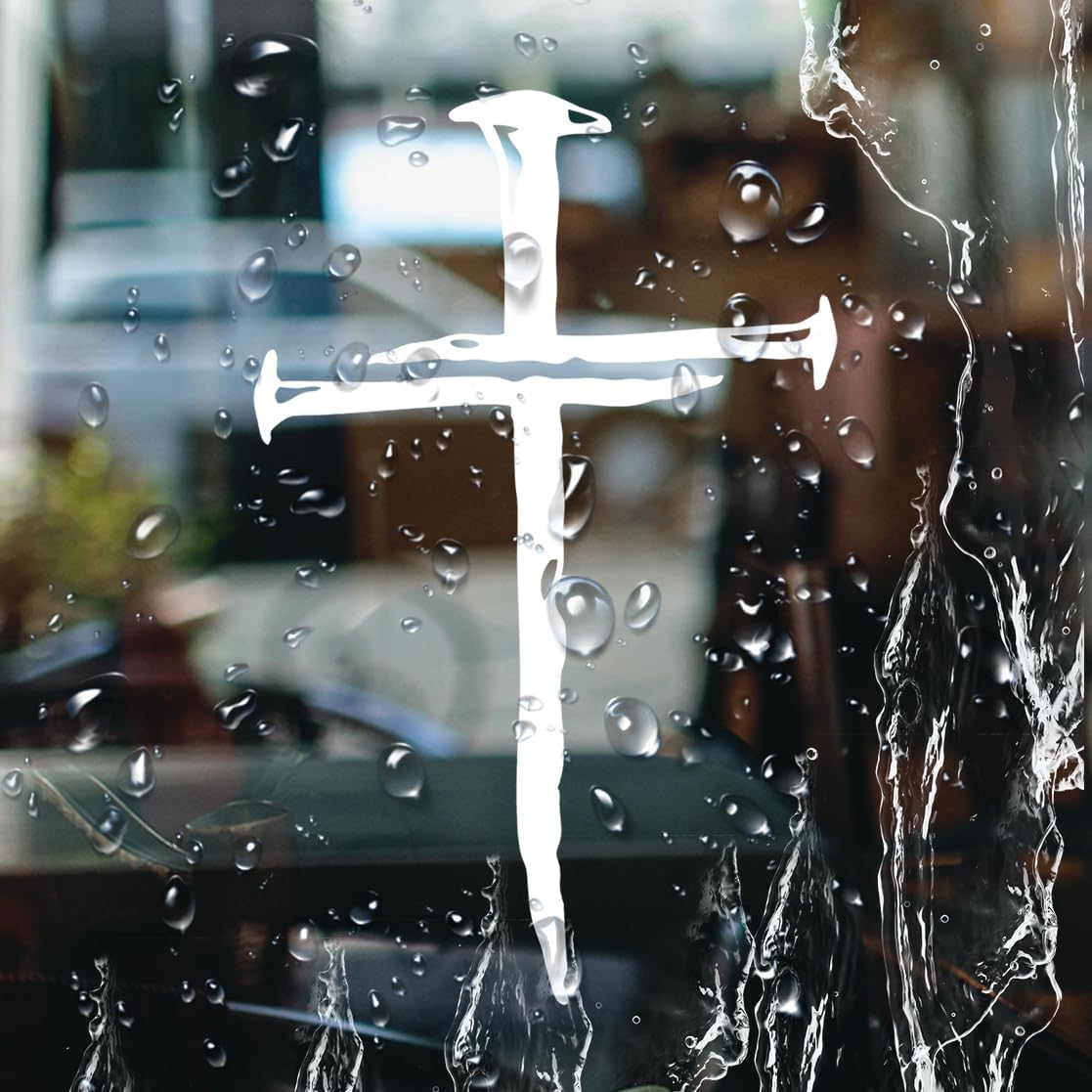 Nail Cross Decal Christian Jesus Crucifix Symbol Made of Nails Religious Vinyl Sticker Faith Based Car Window Laptop Bible Verse Inspired Minimalist Easter Church Decor 7 inches