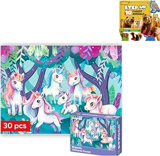 QUOKKA Unicorns & Forest Animals Step Up Puzzle Bundle | Unicorns, Forest Animals, Step Up, Learning Puzzle, Preschool