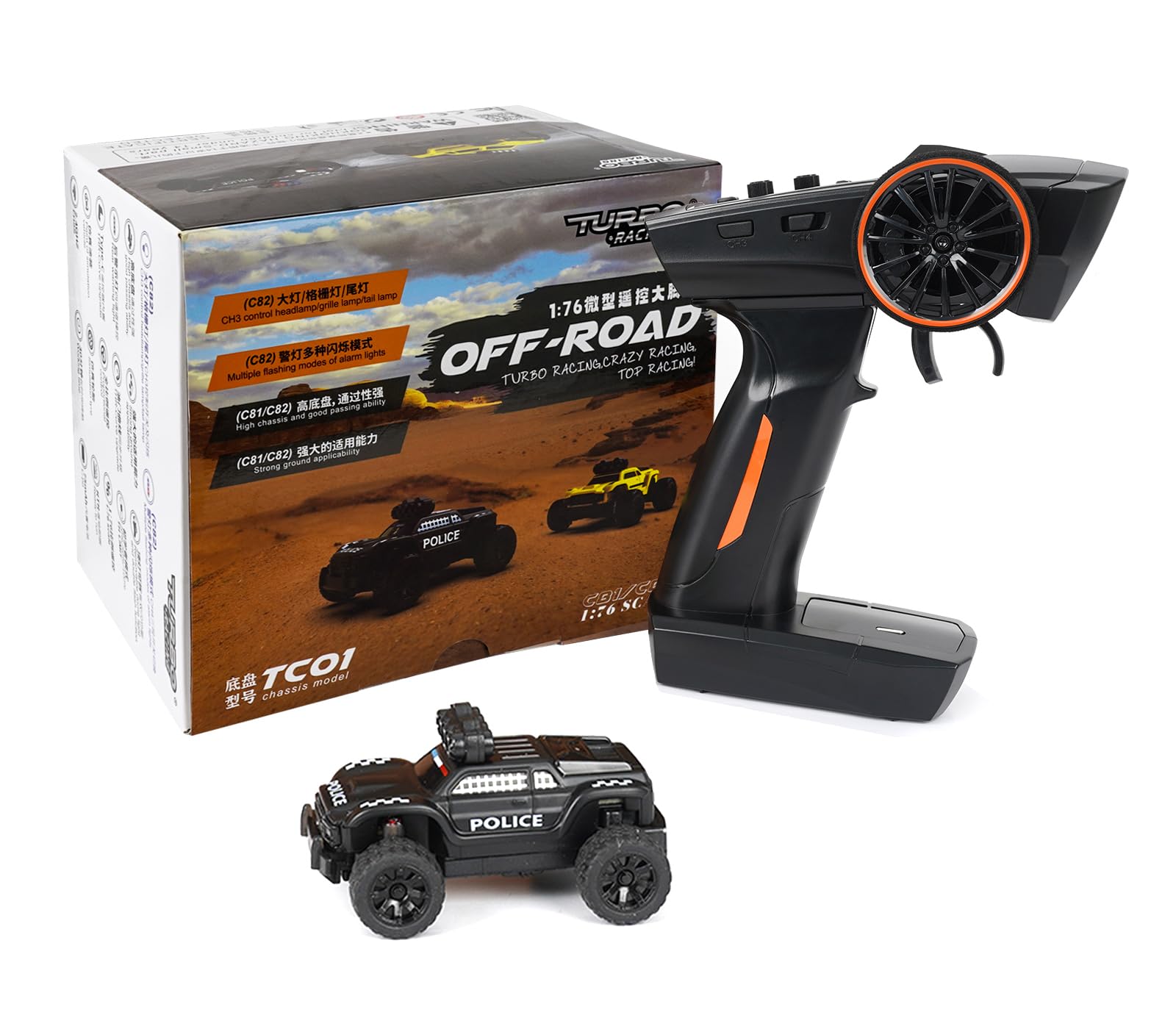 SVERTIBO Turbo Racing 1:76スケール RCスポーツカー テーブルレーシング 2.4GHZ リモートコントロール ミニモデル クローラーカー フルプロポーショナルRTR付き 大人用ギフト (C82)