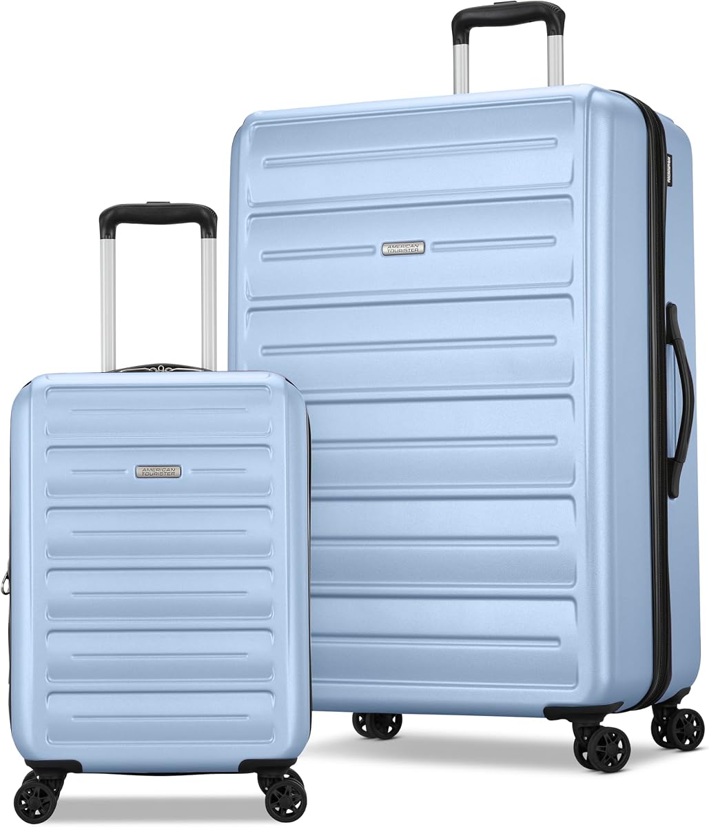 American Tourister Westridge Hardside Luggage Set with Spinner Wheels, Ice Blue, 2-Piece Set (CO/L)