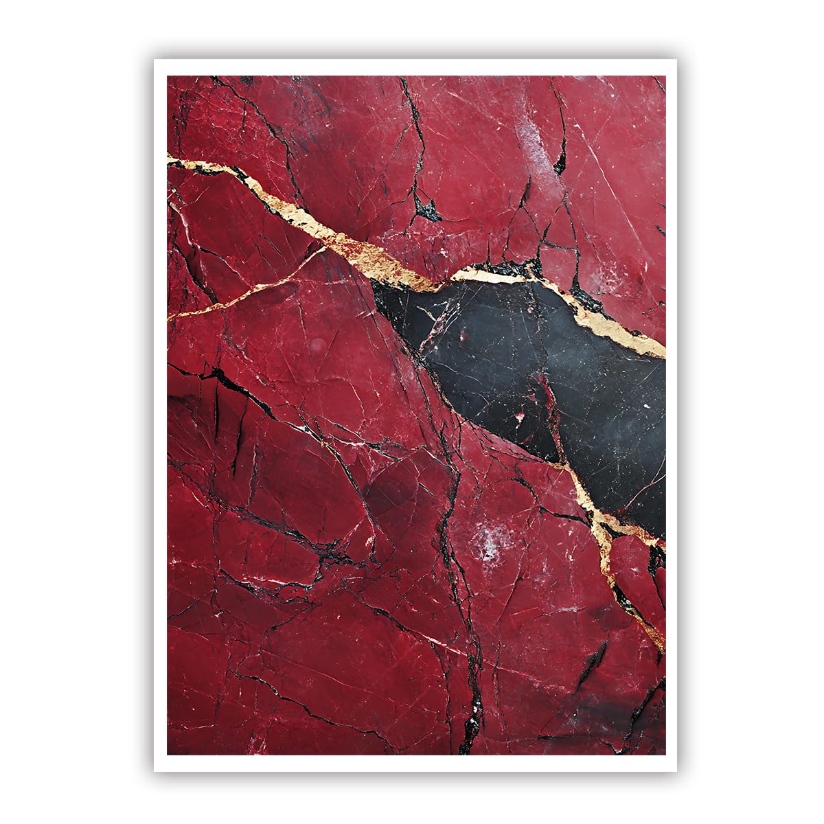Stampa su tela marmo rosso nero moderno senza cornice 75x100cm