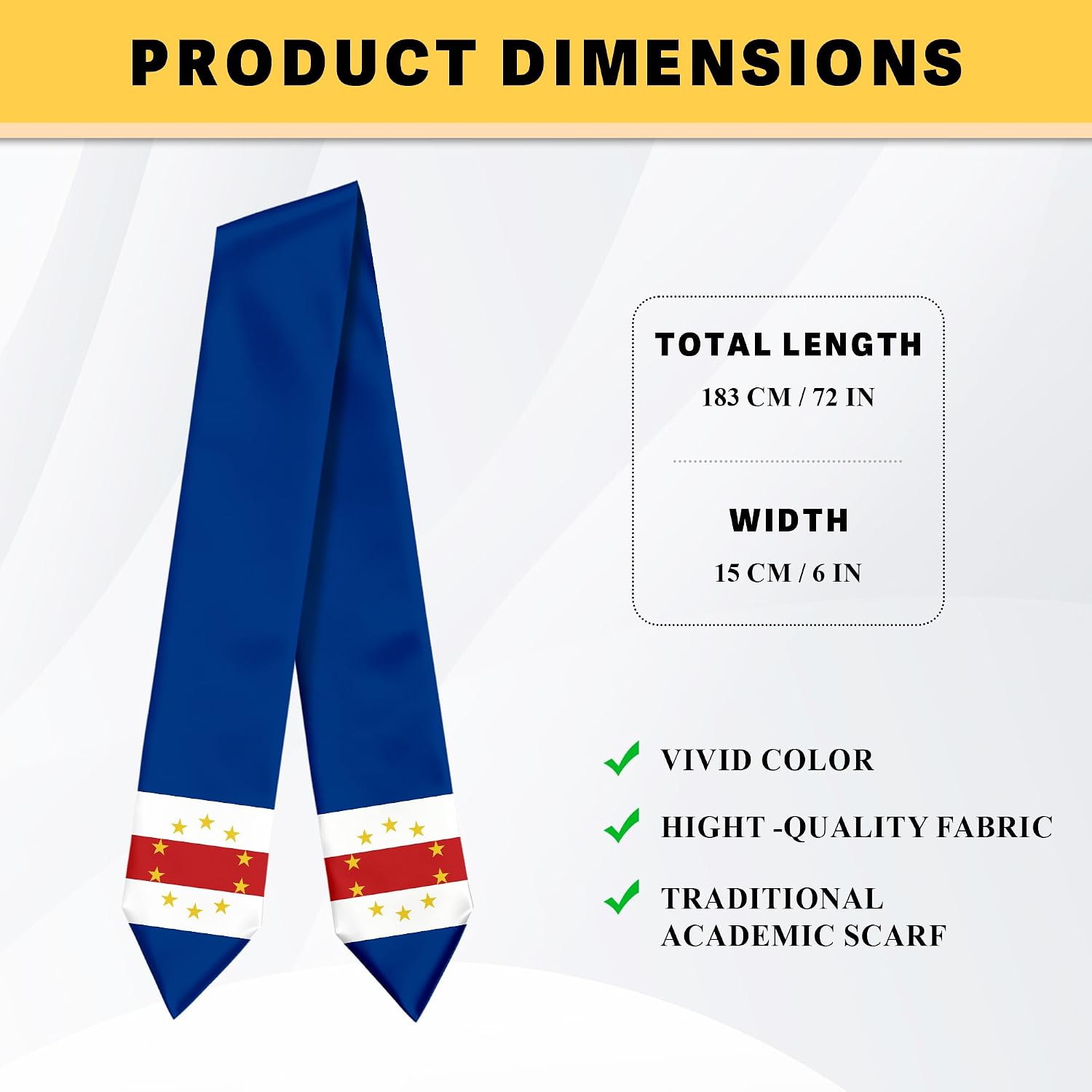 Cape Verde Flag Graduation Stole Graduation Sash Scarf for International Student Abroad Adult Unisex