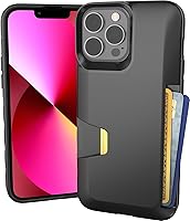 Vista 13 de Smartish - Funda tipo cartera para iPhone 13, diseño de cartera volumen. 1 tarjetero de crédito [delgado + protector] – Lazo negro