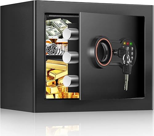 Caja fuerte para el hogar grande de 2.5 Cub, impermeable, antirrobo a prueba de fuego con teclado programable, llaves de repuesto y estante