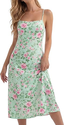 Umenlele Women's Floral Square Neck Mint Green Dress for Women Swing Tank Sundre