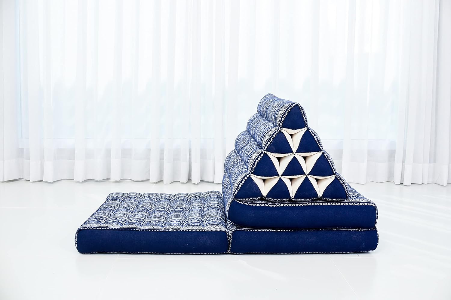 Leewadee Floor Mattress with Triangle Cushion, Floor Chair with Back Support, Recliner Reading and Sleeper Chair, Meditation Cushion, Comfy Living Room Furniture, Floor Cushion, Blue