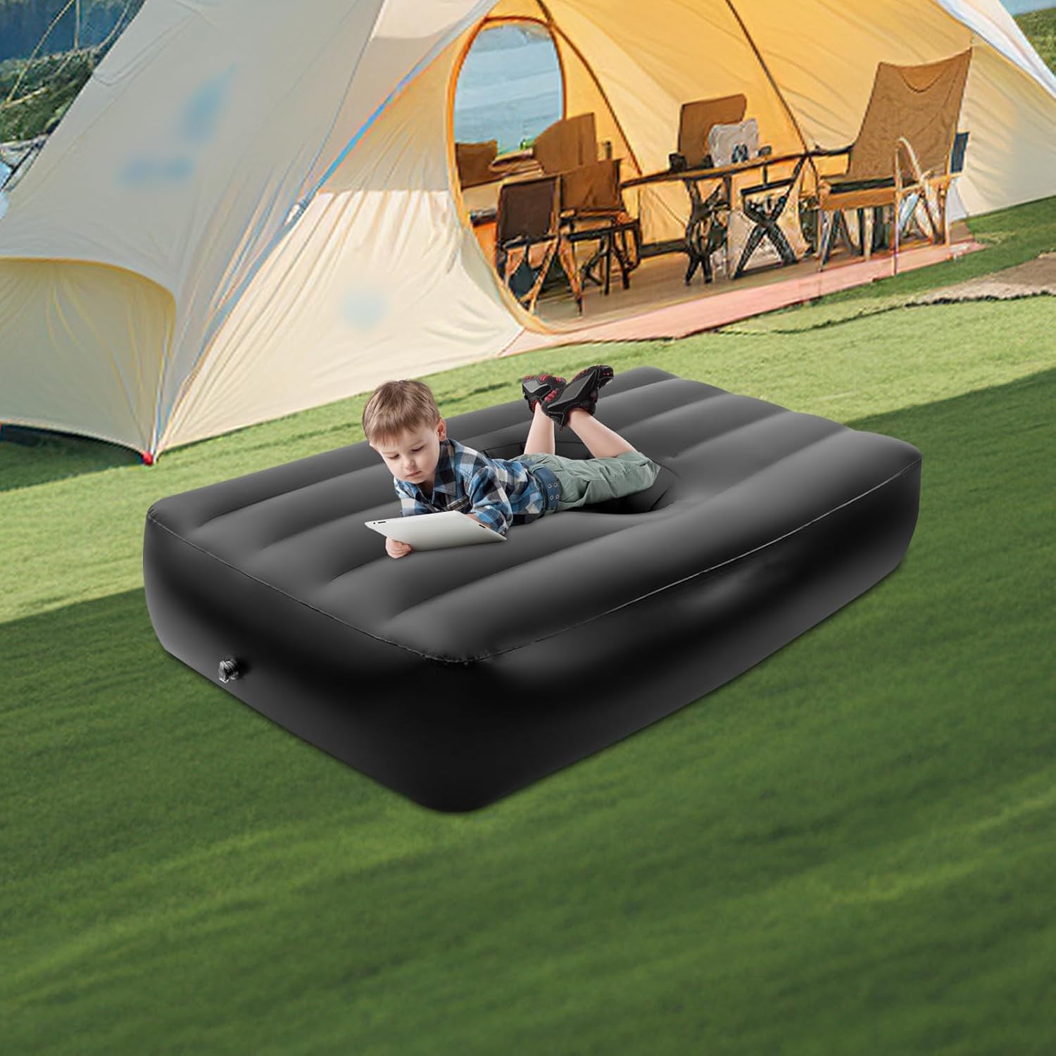 BBL Bed with Hole, BBL Bed After Surgery Inflatable BBL Mattress with Electric Air Pump (Black)