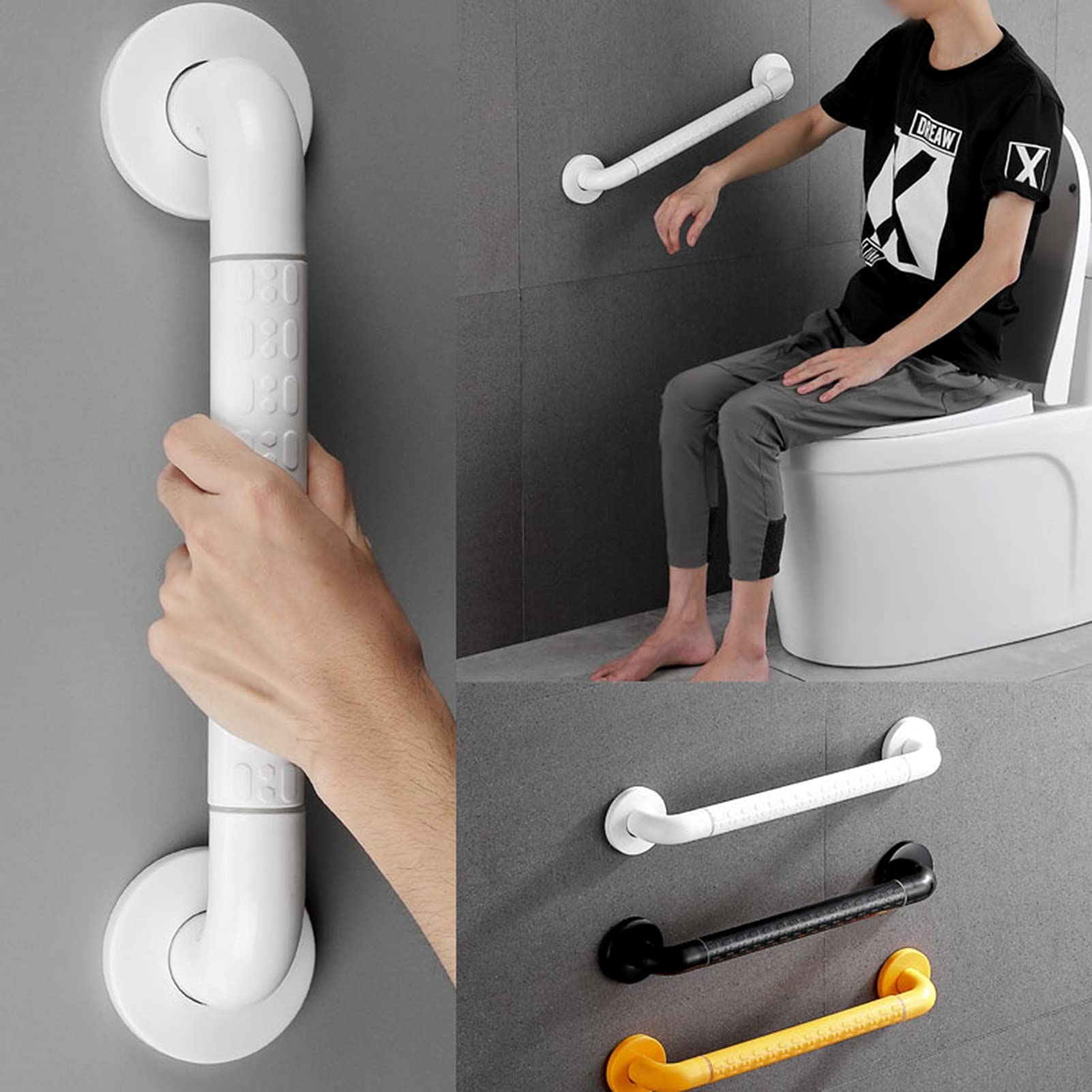 Barras de Seguridad para baño, inodoros sin barreras, asideros para inodoros para discapacitados, barandillas Antideslizantes de Acero Inoxidable para Personas Mayores (Color: negr