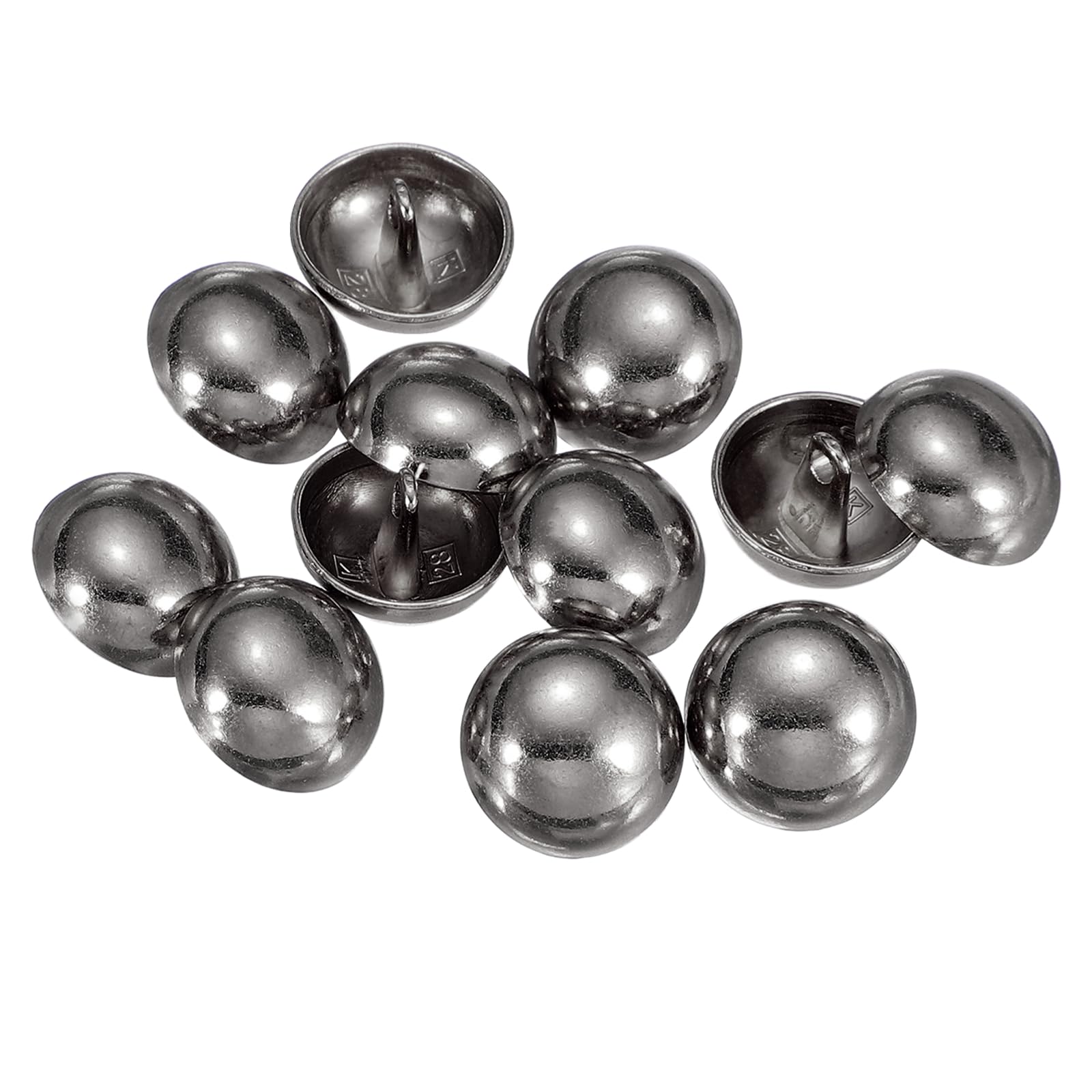 sourcing map 12pcs Half-Domed Metal Sewing Buttons, 18mm / 0.71" Half Round Mushroom Pearl Cap Metal Buttons with Shank for Blazer Suit Coat Jacket Cloth Garment Decoration, Black
