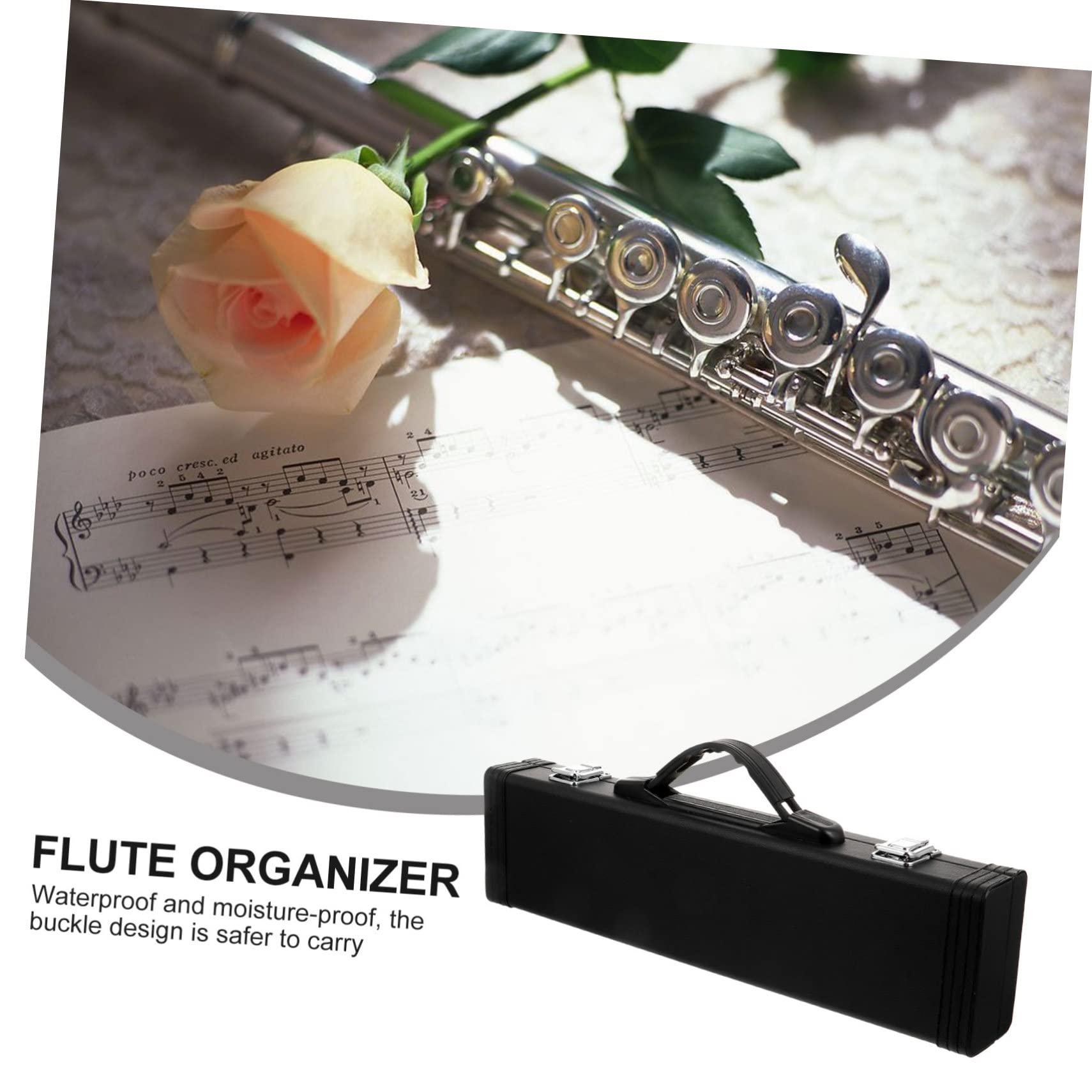 Toddmomy Estuche para Flauta Resistente de Cuero Pu Negro Hebilla, Caja Portátil para Transportar y Guardar Flautas, Accesorio Adecuado para Músicos y Almacenamiento Seguro