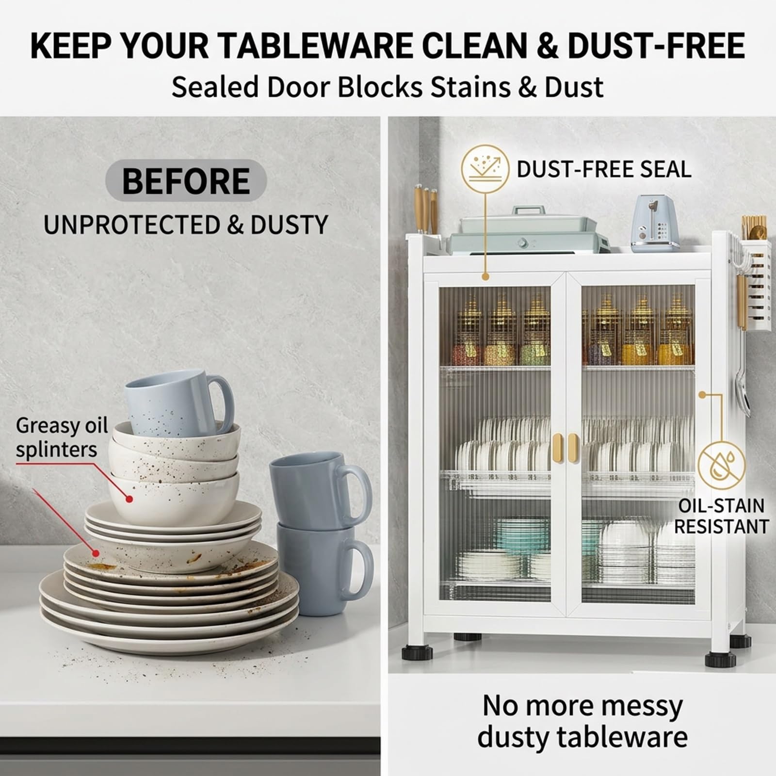 Escurridor de platos de 3 niveles con puerta, organizador de cocina negro