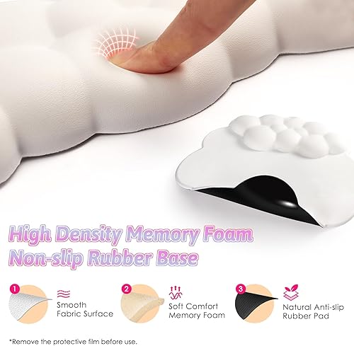 Miniatura 3 de Keyboard Cloud - Reposamuñecas con espuma viscoelástica de cuero suave, cojín para facilitar la escritura y aliviar el dolor, reposamuñecas para