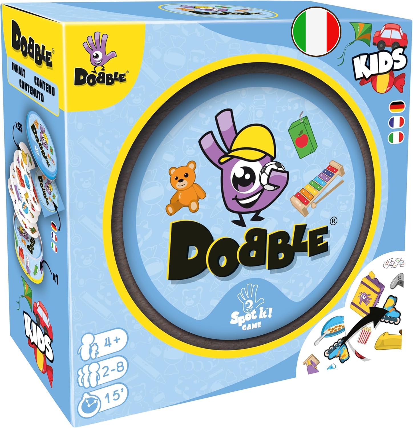 Asmodee Dobble Kids (Eco-Sleeve), Gioco Da Tavolo Per Bambini dai 4 anni in su, dai 2 ai 5 Giocatori, Edizione In Italiano