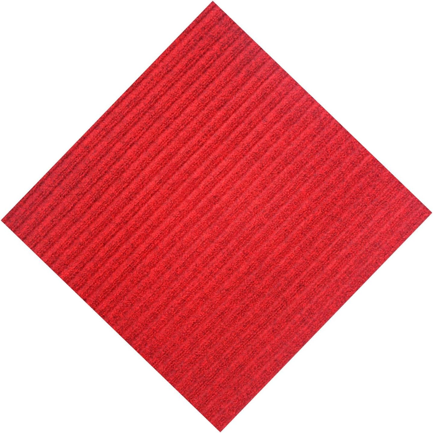 18" X 18" Peel and Stick,10 Pcs Red Non-Slip Self Adhesive Carpet Tiles,Easy DIY Install,Residential Striped Carpet Squares,Seamless Appearance 45x45 Cm