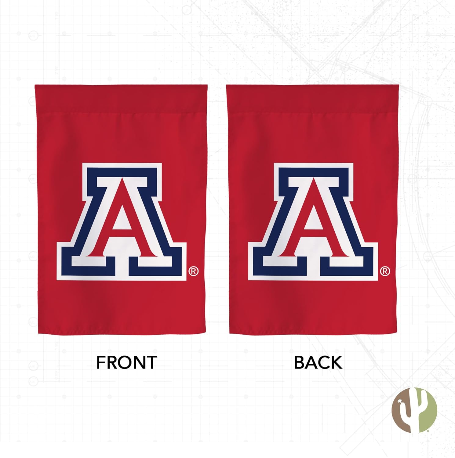 Desert Cactus University of Arizona UA Garden Flag – 19 x 12 inch Arizona Wildcats Banner, For Outdoor Display and Events (Design E)