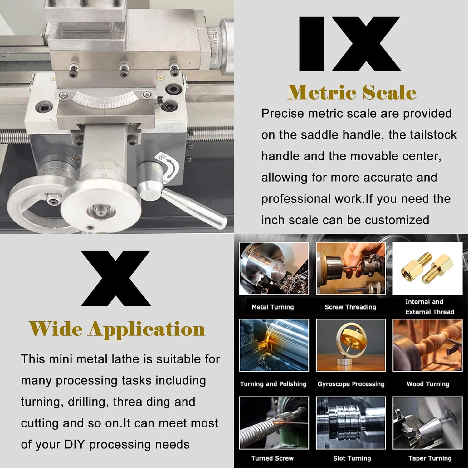 EQCOTWEA Metal Lathe 8X24 Benchtop Metalworking Table Lathe Precision Hobby DIY Lathe Industrial Electronic Gearless Horizontal Wood Lathe 1100W Brushless 50-2500rpm Imperial/Metric RC-210E 110V EQCOTWEA Metal Lathe 8X24 Benchtop Metalworking Table Lathe Precision Hobby DIY Lathe Industrial Electronic Gearless Horizontal Wood Lathe 1100W Brushless 50-2500rpm Imperial/Metric RC-210E 110V