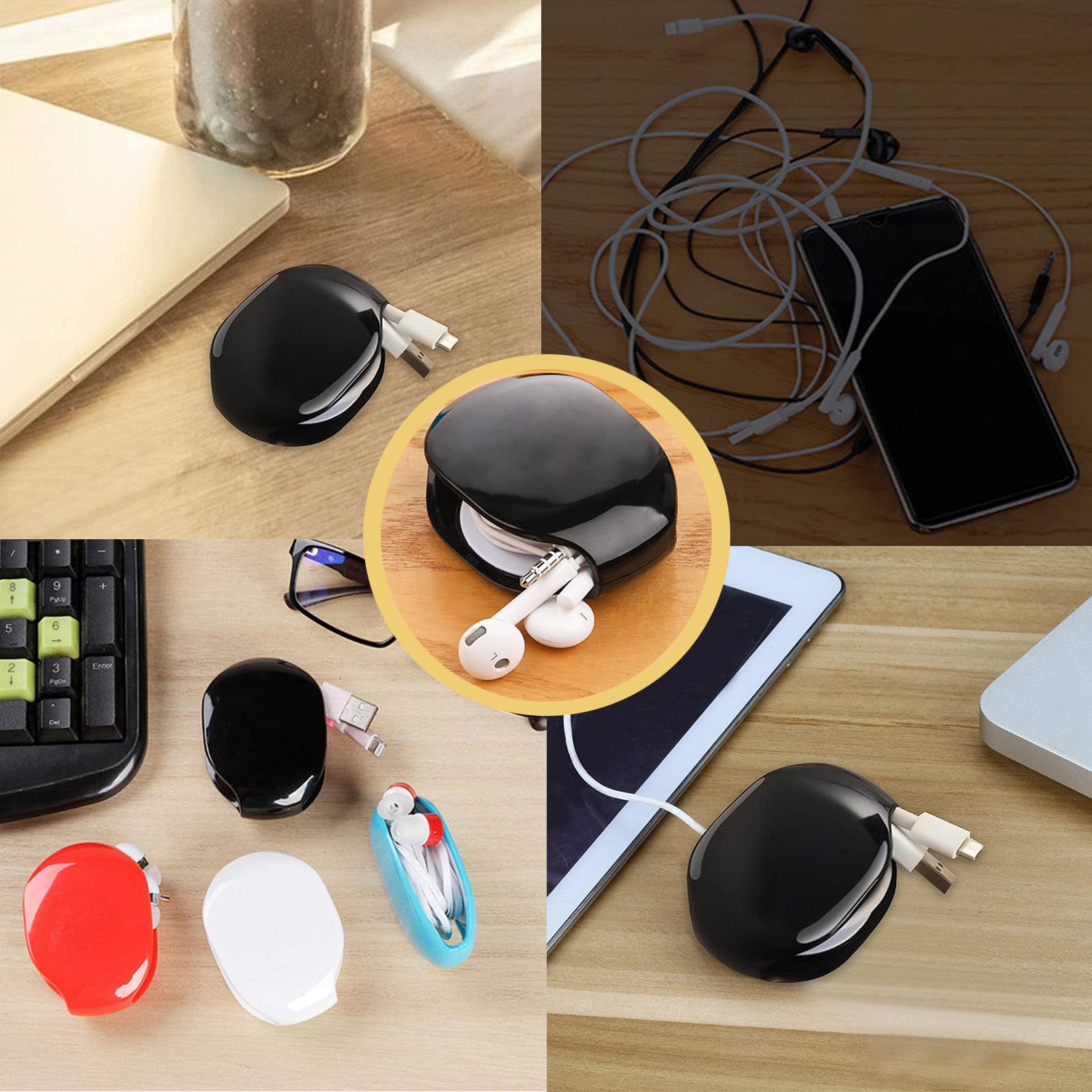 Enrouleur De Câble Automatique Compact – Organise Tes Câbles USB, écouteurs, Chargeurs (ABS, 7x5x1,5 Cm, 35g) Pour Bureau, Voiture, Voyage - 12