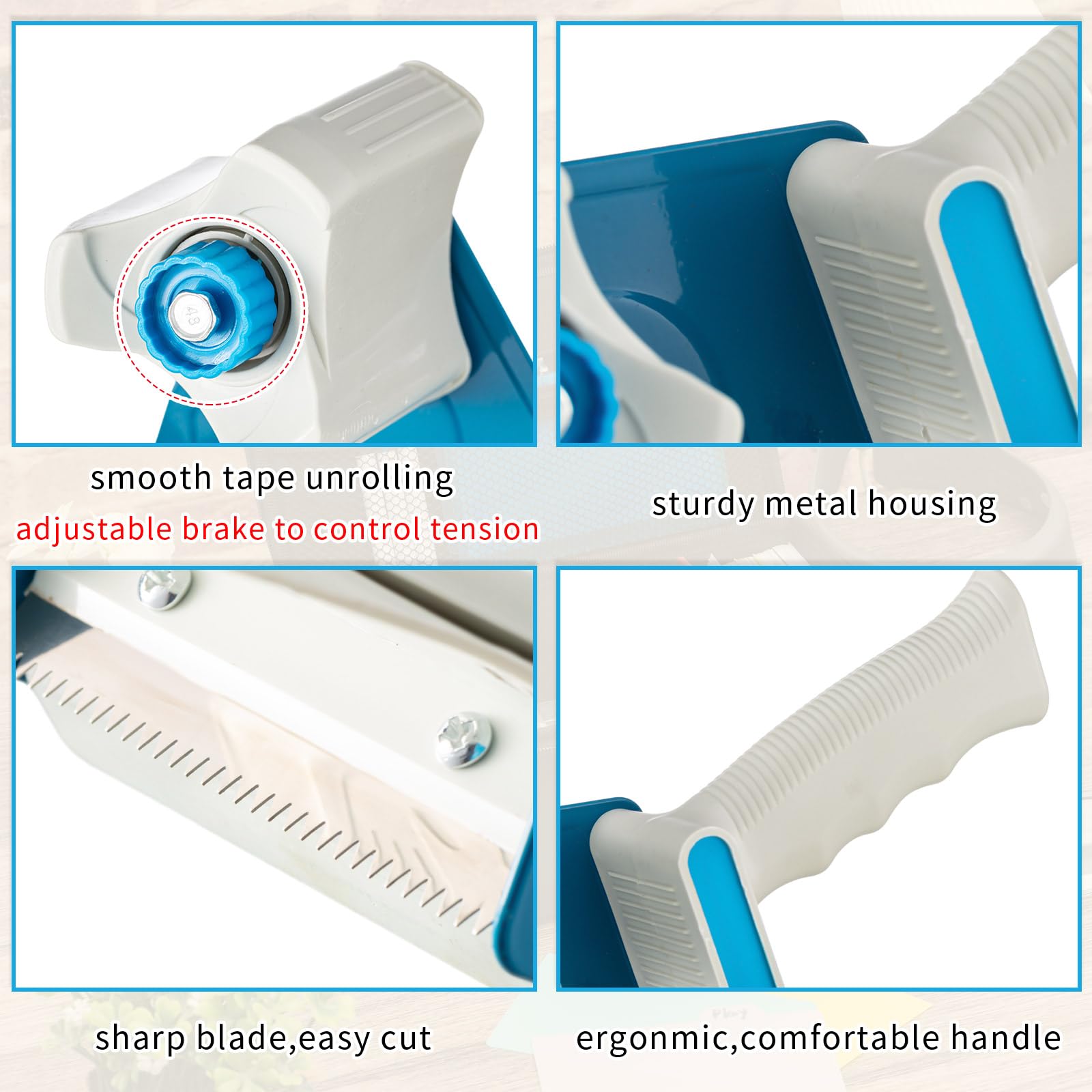 WILLBOND Confezione da 4 pistole per nastro da 7,6 cm di larghezza, leggere, dispenser per nastro adesivo resistente, per trasloco di scatole di spedizione, imballaggio, dispenser di spedizioni, rosso