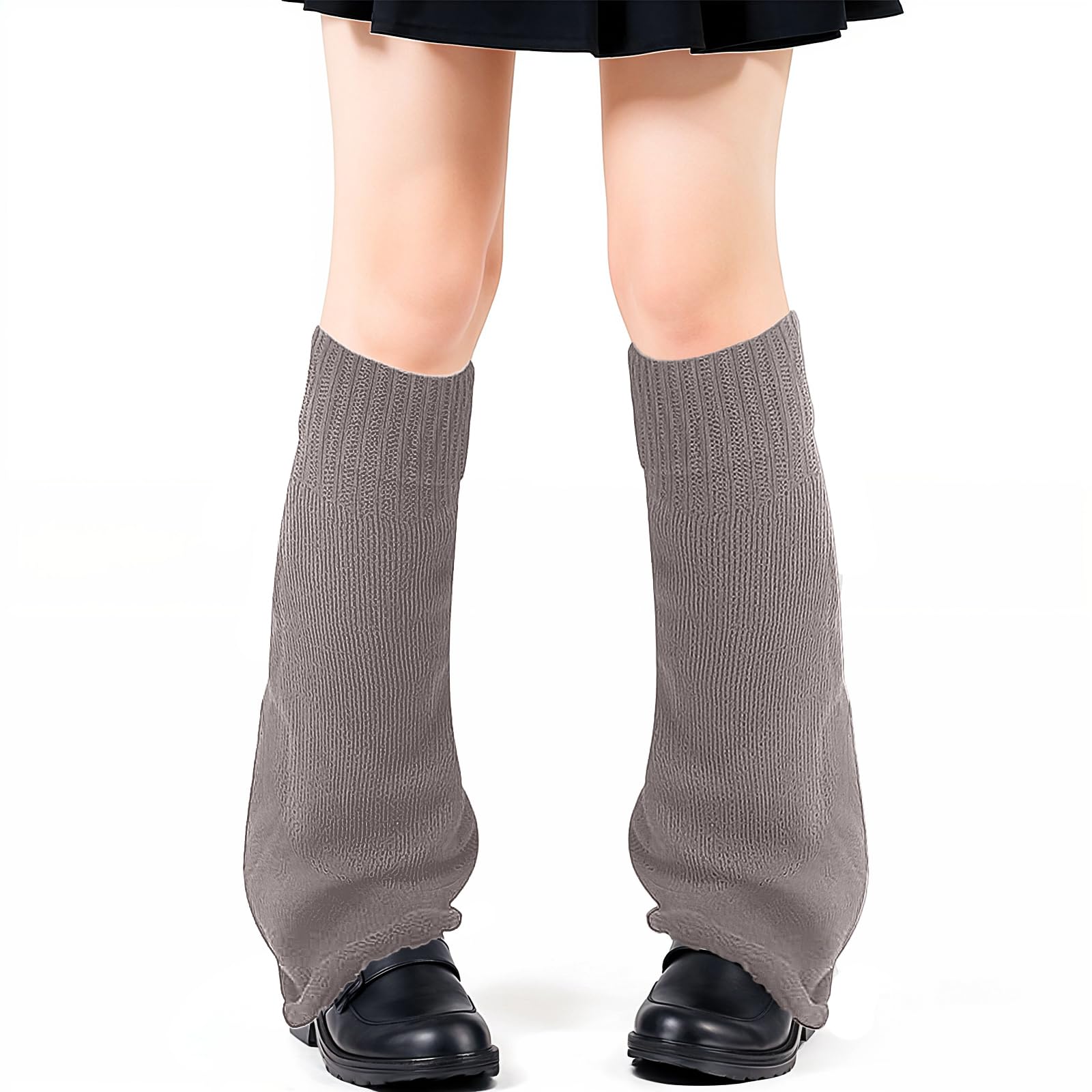 Grey Leg Warmers Y2k Leg Warmers for Girls Women Cute Knitted Socks kawaii Lolita Harajuku Goth Accessories Dark