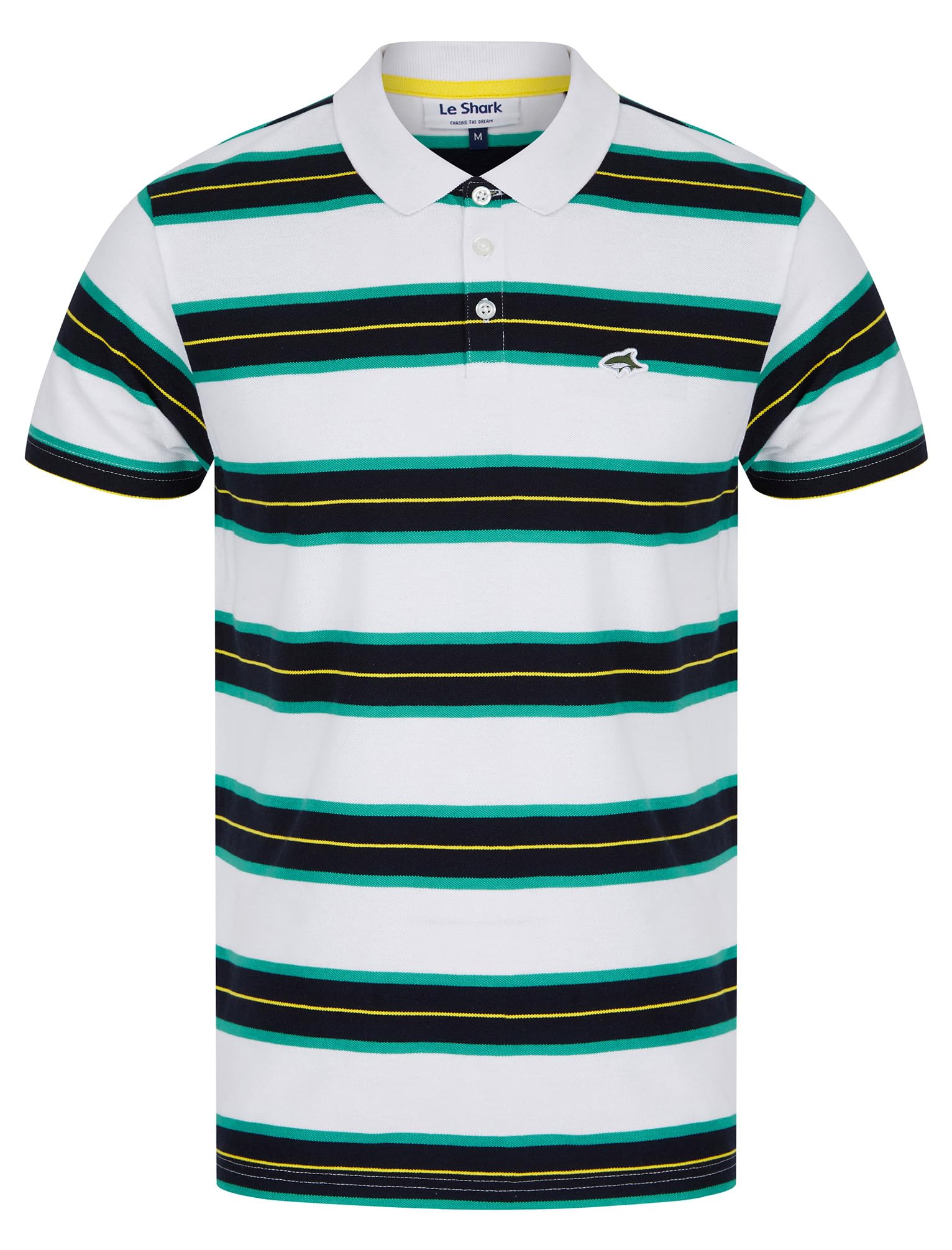 Le Shark Men's Urlwin - Green 'Urlwin' Yarn Dyed Striped Cotton Pique Polo Shirt