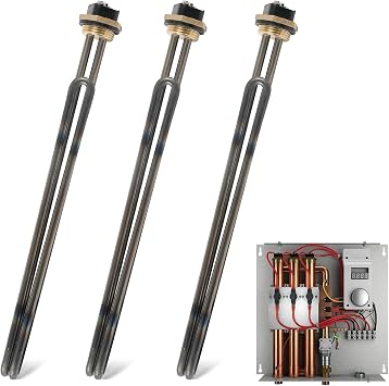 3 Pcs Titanium Heating Element HE 90240 80240 9kW 240V Replacement for EcoSmart Eco 18/24/27/36 Tankless Water Heater Parts, Screw-In Element Replace R004709024S SGB-2903 HA-P004 HA-P005