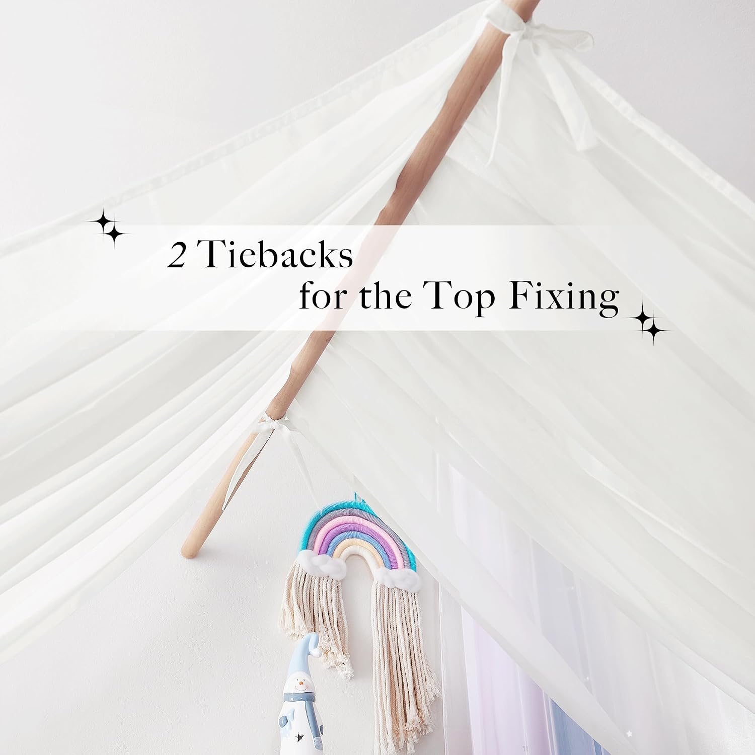 NICETOWN Beige Kids Bed Canopy for Bedroom - Decorative Soft Voile Sheer Window Scarf DIY Ascot Top Bed Scarf for Children Room, W114 x L180, 1 Panel