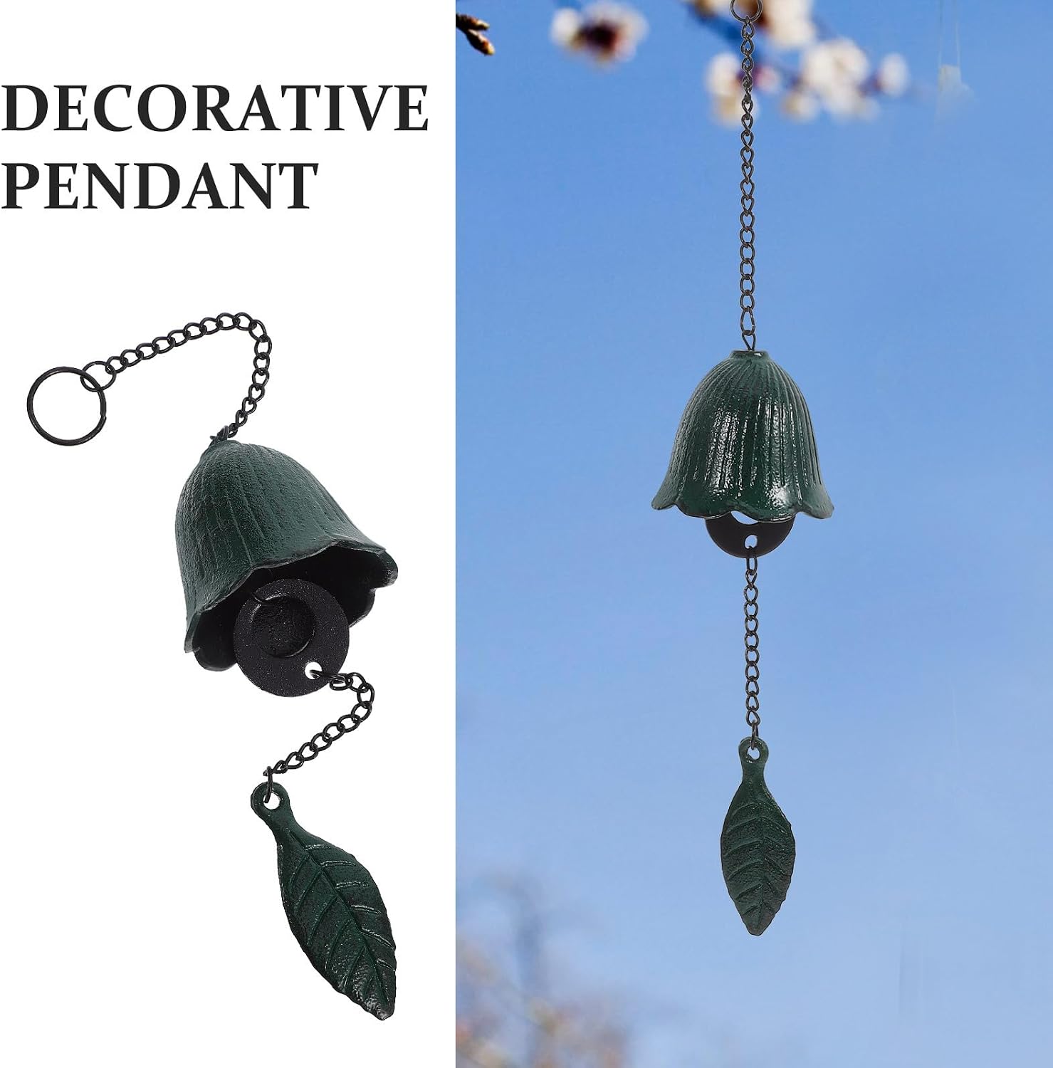 DOITOOL Retro Temple Wind Chime Pendant 12.2 Inch Iron Hanging Bell for Outdoor Garden Patio Balcony Decor with Melodious Sound