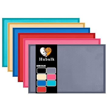 Hubulk Dog Cat Food Feeding Mat Fda Food-Grade Silicone Anti-Slip No Mess Pet Food Mat Dog Bowl Placemat Large 19 x 12 (L, Grey)