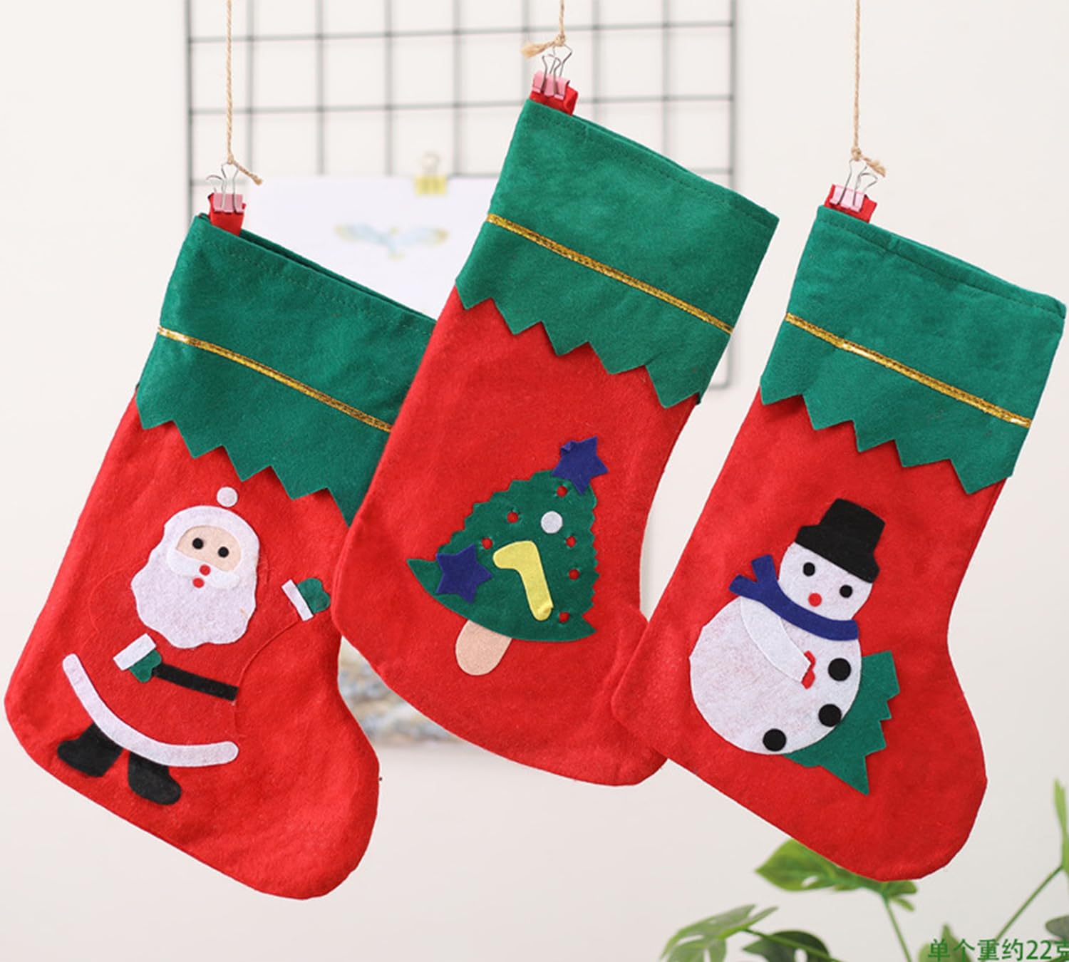 Christmas Stocking Large Stockings Classic Buffalo Plaid Fireplace Hanging Stocking Snowflake Reindeer Hanging Ornament Socks for Xmas Holiday Party Decoration Christmas Gift Box(Christmas Sock * 3)