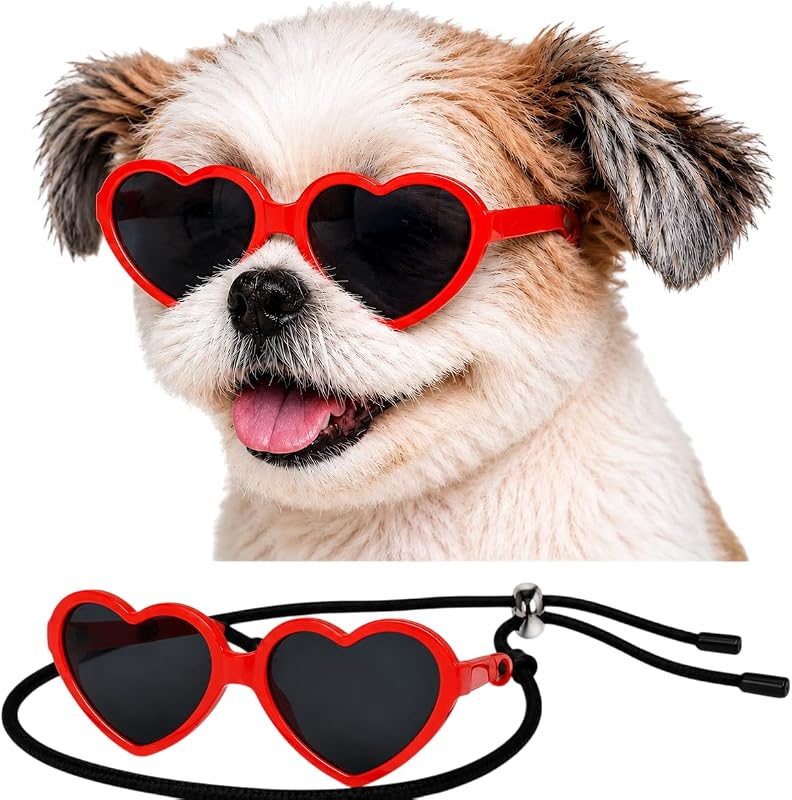 Óculos de Sol em Formato de Coração para Cães Style Vault G012 Vermelho – Pequeno, até 6,8 kg