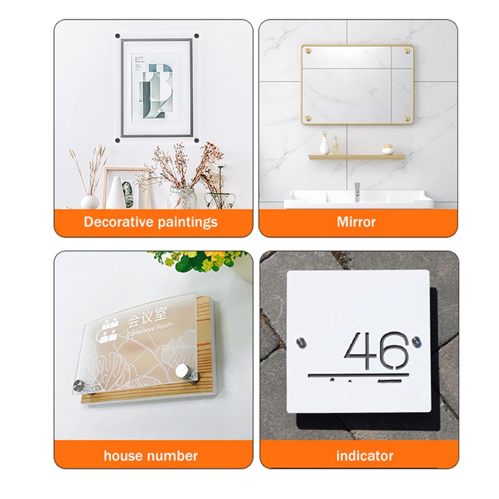 Fijaciones de separación Separador de pared, fijaciones for separadores, 8 soportes de acero for montaje en pared, soportes for carteles, tornillos, clavos, clavos publicitarios(Noir,25X30)