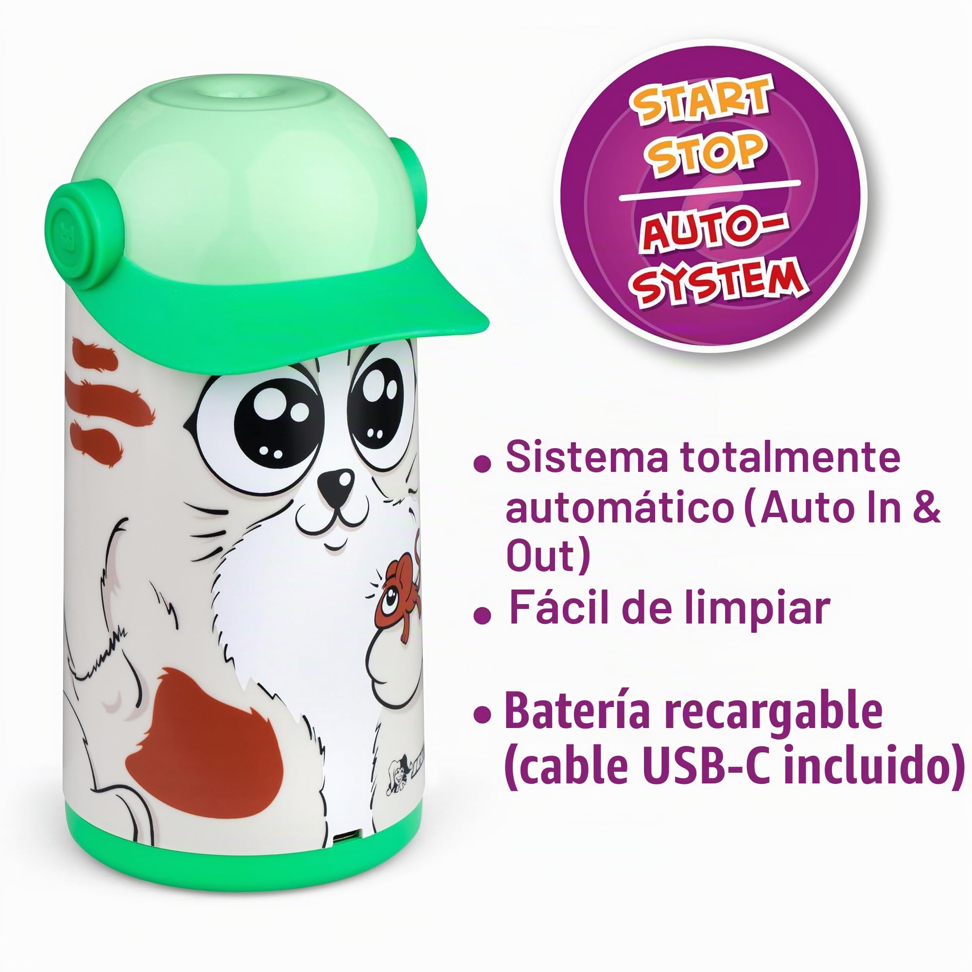 JOLLY ALEX - Sacapuntas eléctrico para todos los bolígrafos, alimentador automático y expulsión. Sacapuntas universal de alta velocidad, batería recargable, ideal para la escuela, guardería, oficina o