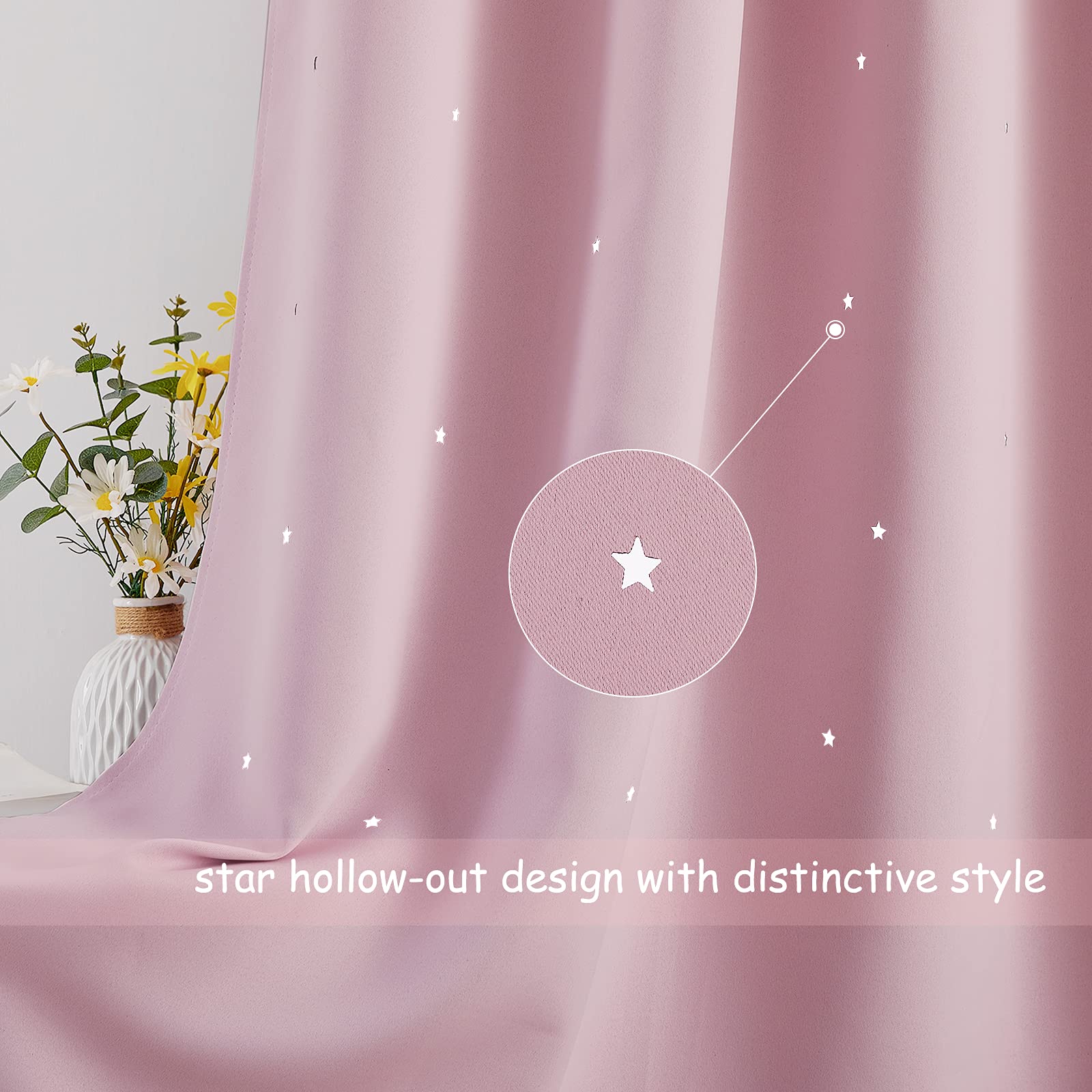 Amazon.com: NICETOWN Baby Pink Room Darkening Star Curtains