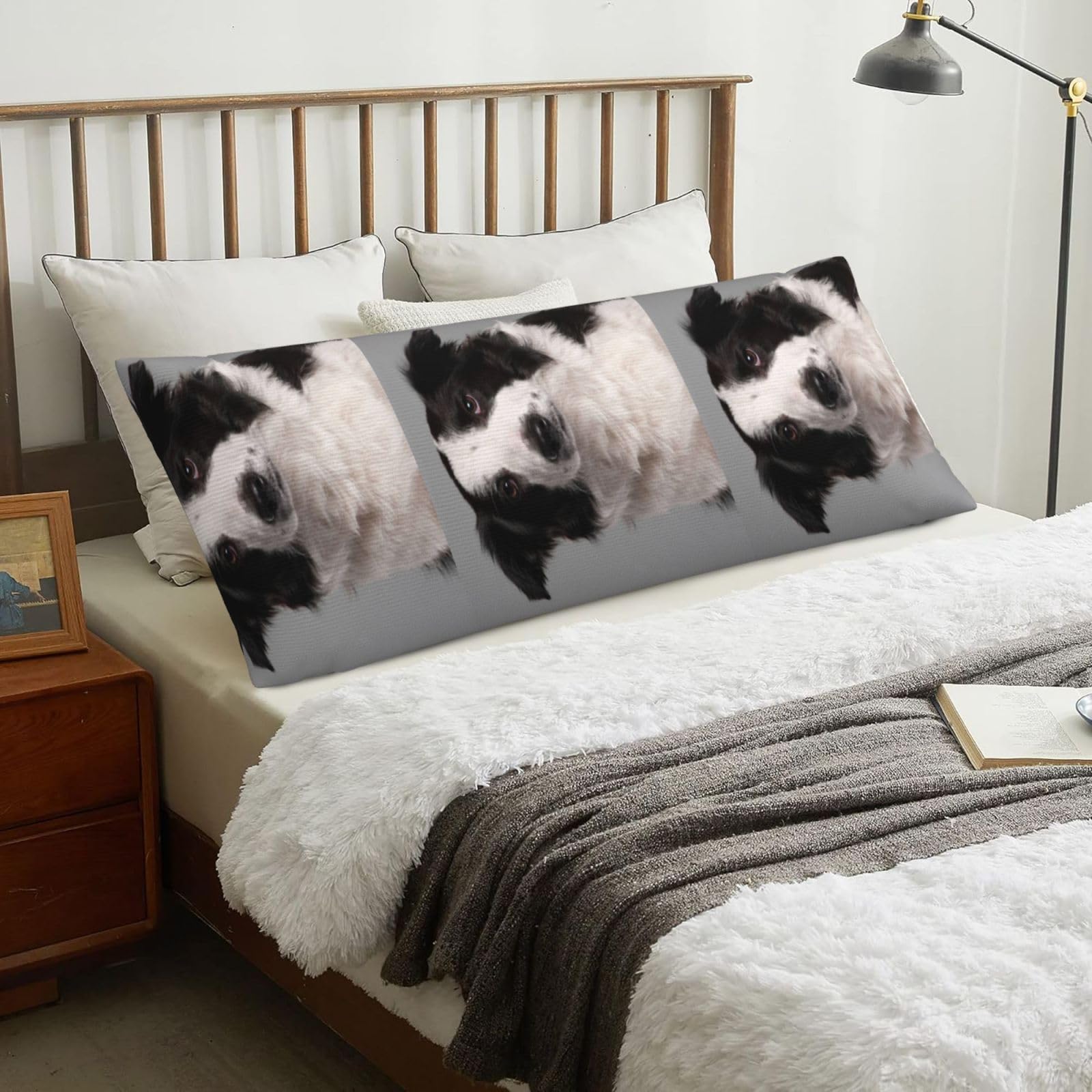 Border Collie, Body Pillow Cover with Zipper,Long Body Pillowcase 20 x 60 in