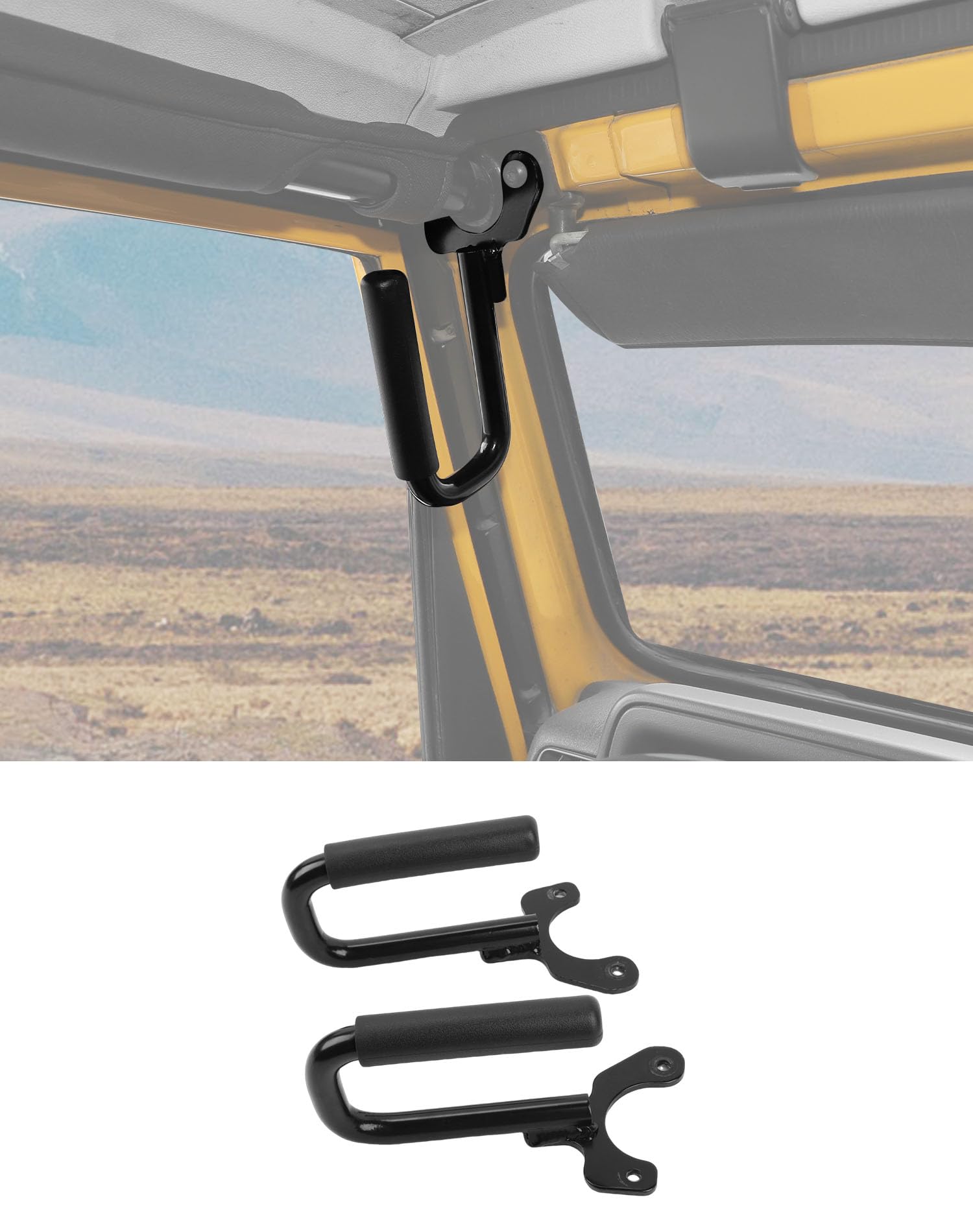 DSWSQ Black Front Grab Handles Fit for 1997-2006 Jeep TJ Wrangler Grab Bar Front Steel Grip Handle 97-06 Jeep Wrangler TJ Grab Handles Bar