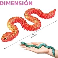 Vista 6 de 4 Piezas Juguetes de Serpiente Impresos en 3D de 12 pulgadas, Animales Impresos en 3D, Artículos Flexibles de Serpiente Impresos en 3D, Decorativo