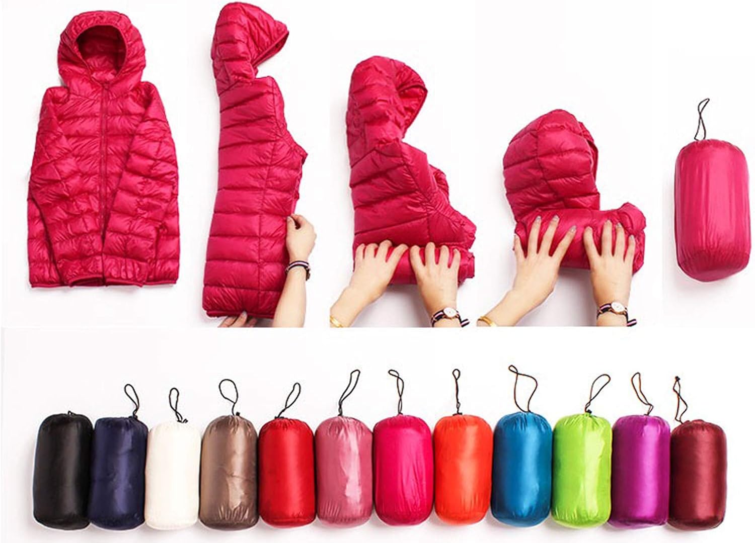 Flygo Women's Packable Lightweight Hooded Down Quilted Puffer Jacket Short Coat