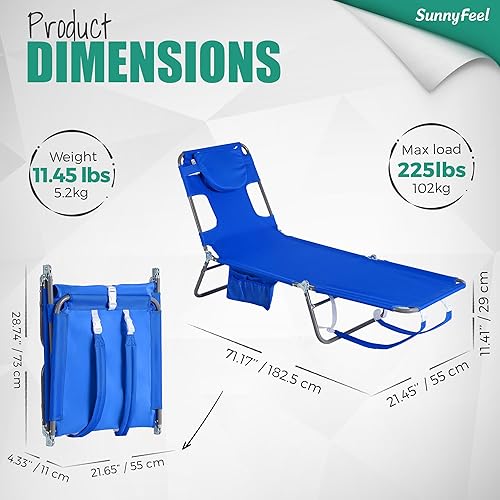 Miniatura 2 de daystar SunnyFeel - Silla de playa reclinable, silla de playa reclinable, silla de bronceado boca abajo, sillas de camping plegables, catre portátil