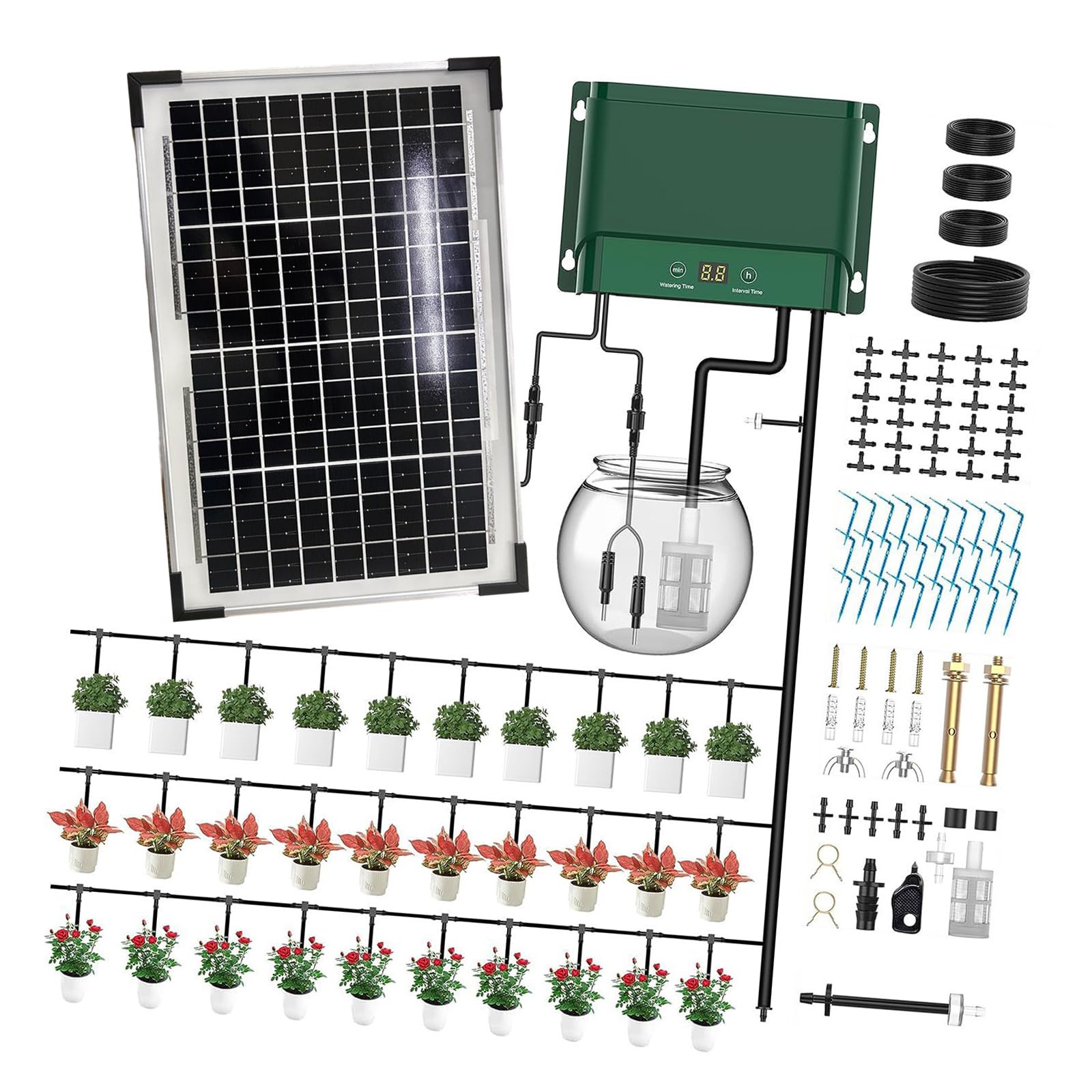 Timer dell'acqua avanzato con pannello solare e batteria ricaricabile per irrigazione da giardino domestico risparmio idrico struttura irrigazione giardinaggio