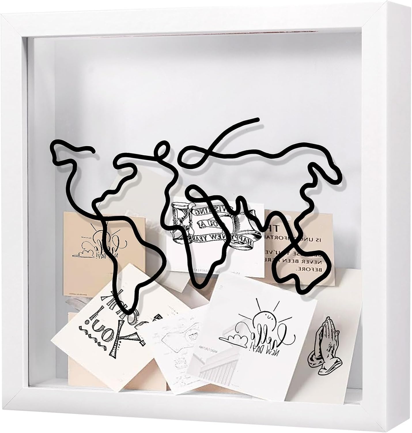 Travel Adventure Archive Shadow Box, 8 Inch Adventure Archive Travel Memory Keepsake Top Loading Shadow Boxes Ticket Memory Box Frame for Ticket Photo Postcard Movie Stubs Collection (1pc Map)