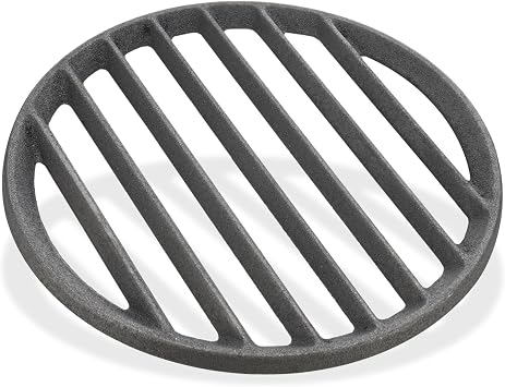 M METERXITY 1 Pack Round Cast Iron Grill Grates, High Heat Charcoal Plate Bottom Grill Grates Replacement, Fireplace Grill for BBQ Accessories Parts [Gray, 9.84 Inch]