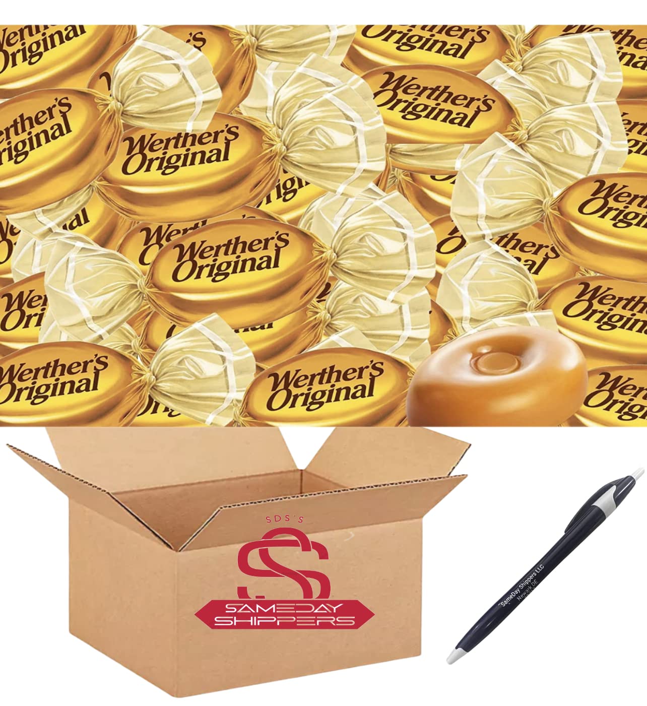 Werthers Original Hard Caramel Candy Individually Wrapped, 3.75 LBS | SameDay Shippers Offers free Pen