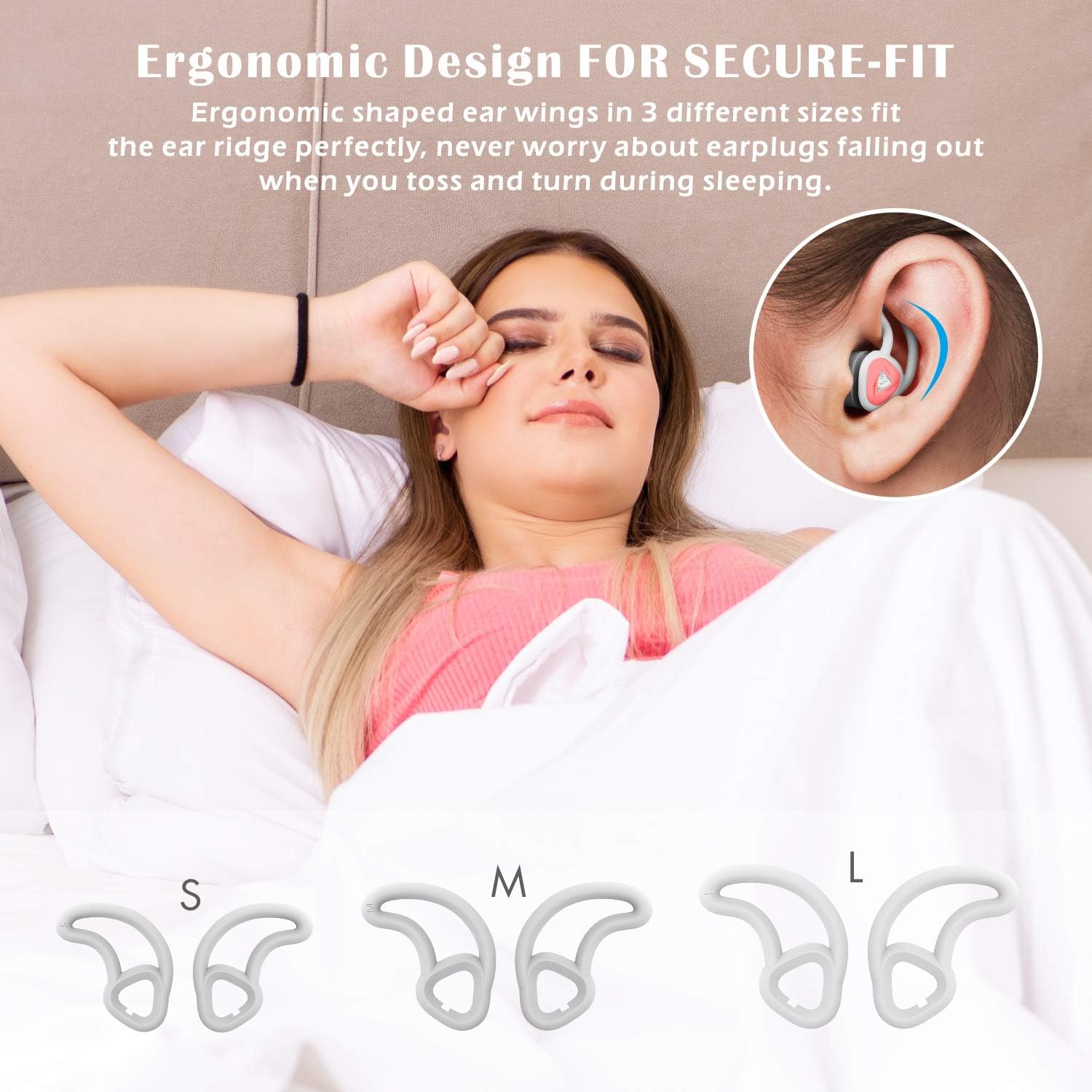 Ear Plugs for Sleeping, 33db Hearprotek Noise Reduction Sound Blocking Soft Sleep earplugs with Foam eartips for Side Sleepers, snoring, Work and Noise Reduction
