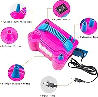 Vista 2 de Siasky Electric Balloon Pump, Portable Dual Nozzle Electric Air Balloon Pump Inflator Blower Machine for Party Decorations, Rose Red 110V 600W with