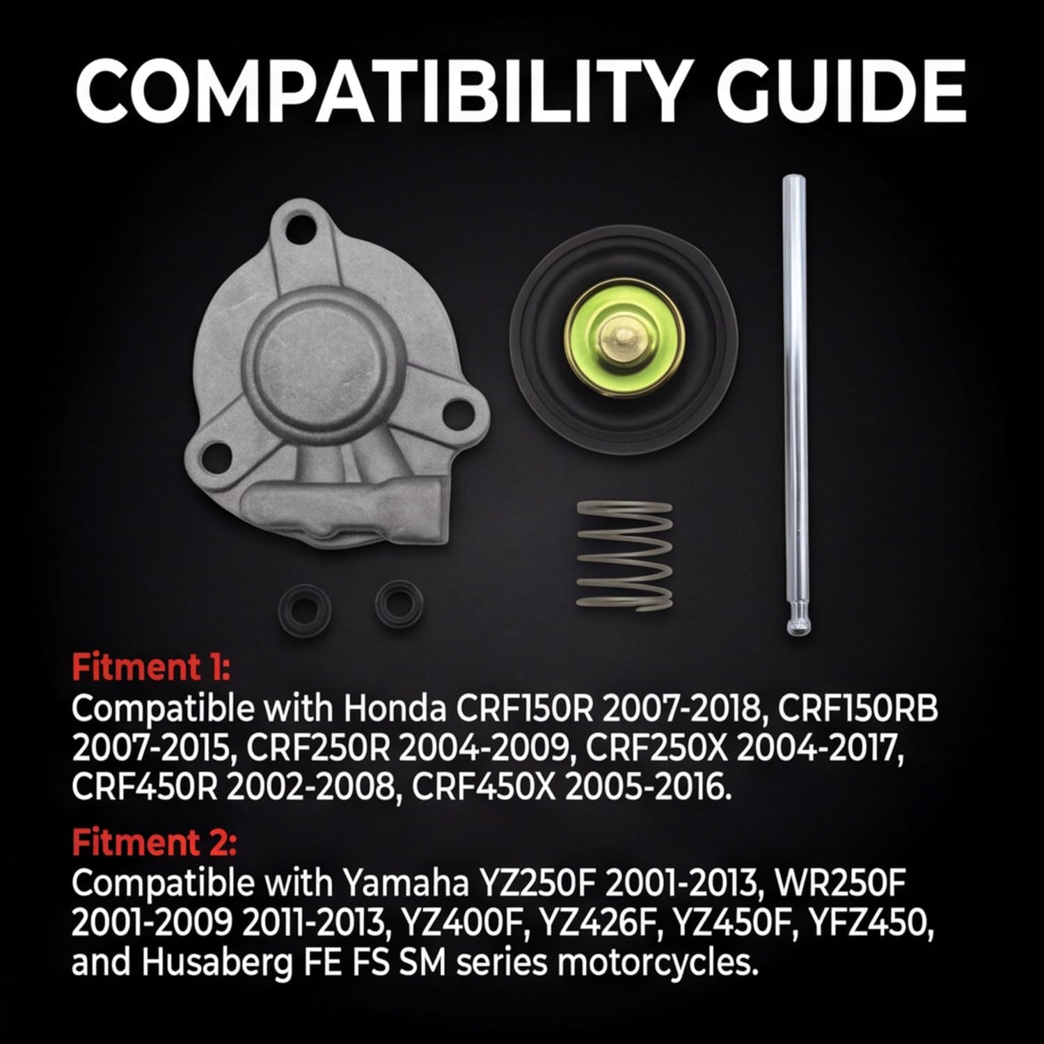 Carburetor Accelerator Pump Diaphragm Kit Compatible with Honda CRF150R CRF150RB CRF250R CRF250X CRF450R CRF450X Yamaha YZ250F WR250F Husaberg FE FS SM